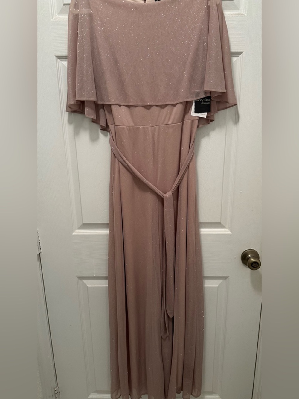 Elegant Dusty Rose Dressy Jumpsuit with Sparkle Overlay
